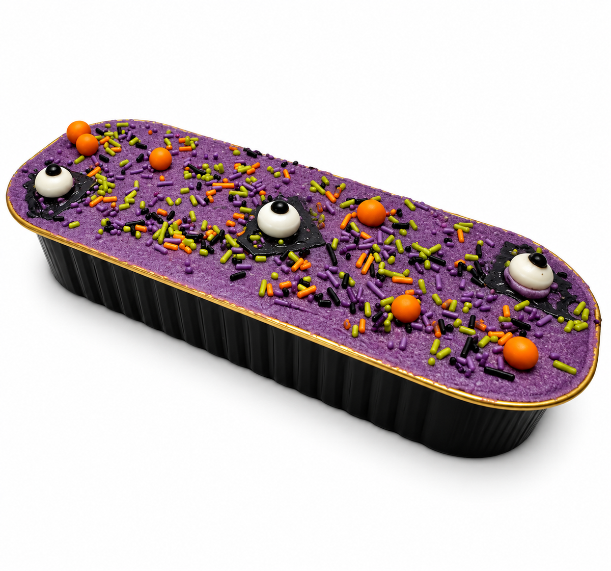 An elegant tray of pumpkin spice sponge cake, covered in spiced buttercream and topped with paired decorations. Perfect for Halloween gifting, desk drops, corporate gifting, product launches and hospitality gifting.
